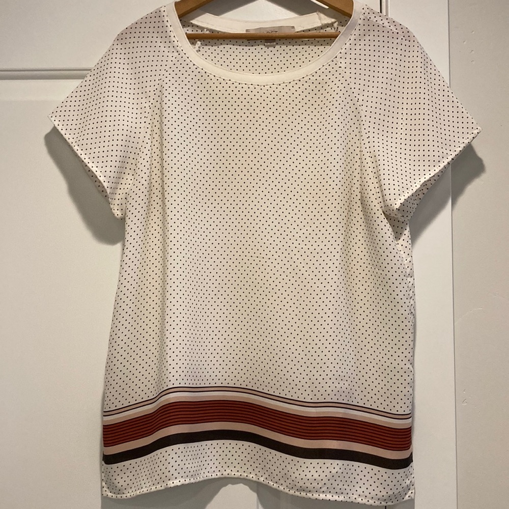 Loft polka dot & stripe short sleeve blouse